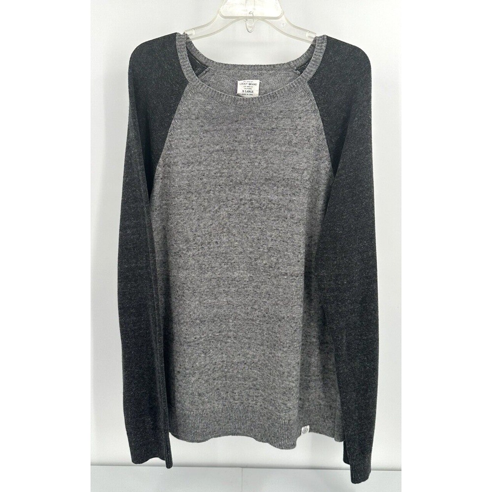 LUCKY BRAND CREWNECK SWEATER Men's Size XL 2 Tone Heathered Grey‎